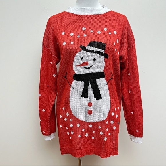 Vestido’s Oversized Snowman Tunic Holiday Ugly Christmas Sweater Size Large - Picture 1 of 10